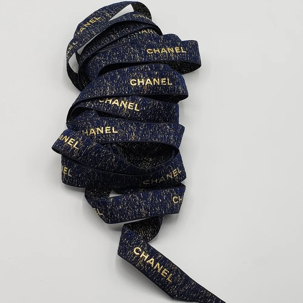 Chanel Navy Gold Holiday Ribbon 155 inches